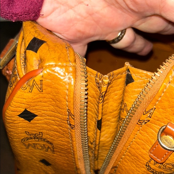 MCM Brown Satchel with Gold Accents - Picture 13 of 16